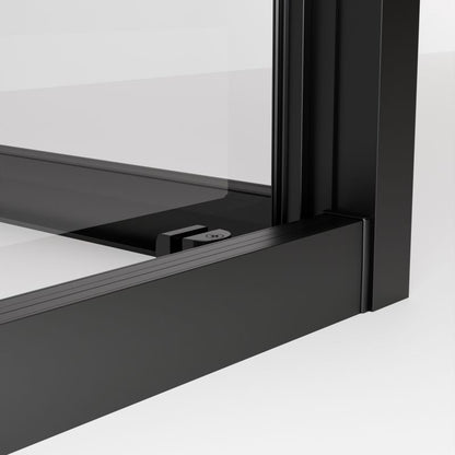 Rektangulært brusekabine Durasan Flexi med justerbare mål 73-90 x 105-140 cm i mat-sort finish