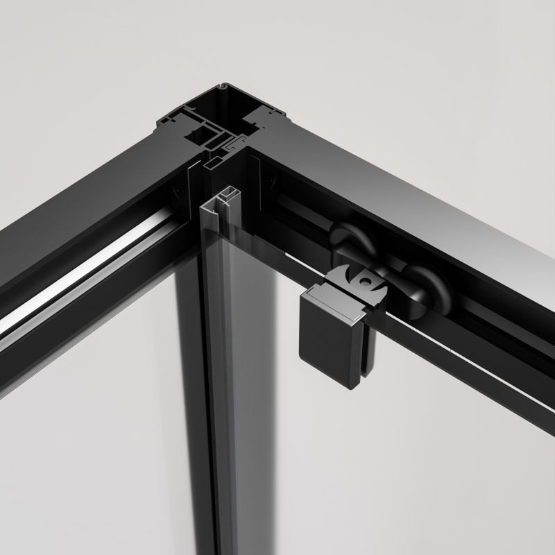 Rektangulært brusekabine Durasan Flexi med justerbare mål 73-90 x 105-140 cm i mat-sort finish
