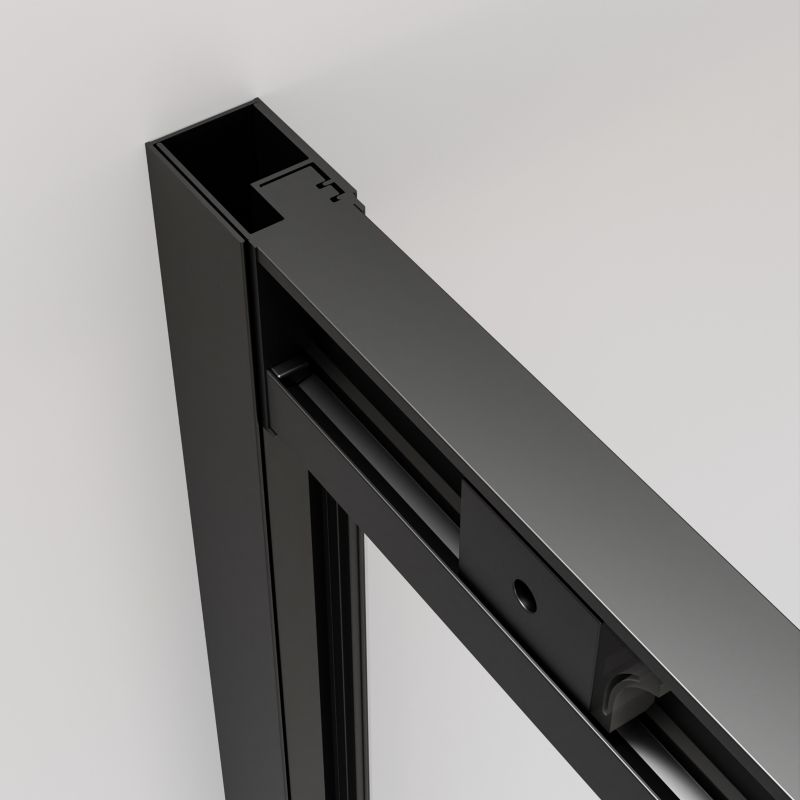 Rektangulært brusekabine Durasan Flexi med justerbare mål 73-90 x 105-140 cm i mat-sort finish