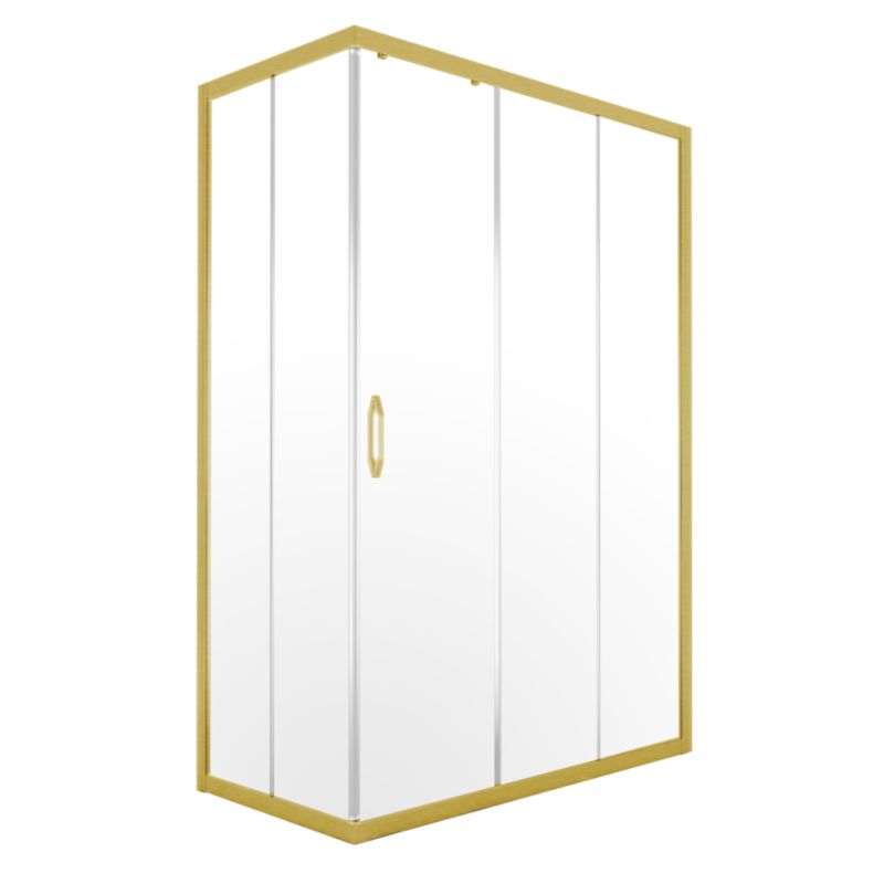 Rektangulært Brusekabine Durasan Flexi Regulerbar 73-90 x 105-140 cm Børstet Guld