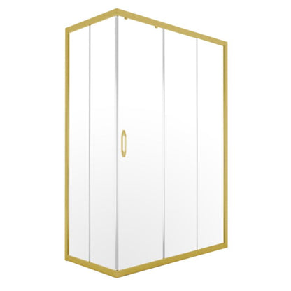 Rektangulært Brusekabine Durasan Flexi Regulerbar 73-90 x 105-140 cm Børstet Guld