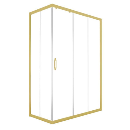 Rektangulært Brusekabine Justerbar 73-90 x 105-140 cm Guld Hærdet Glas