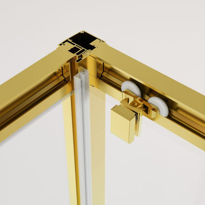 Rektangulært Brusekabine Justerbar 73-90 x 105-140 cm Guld Hærdet Glas