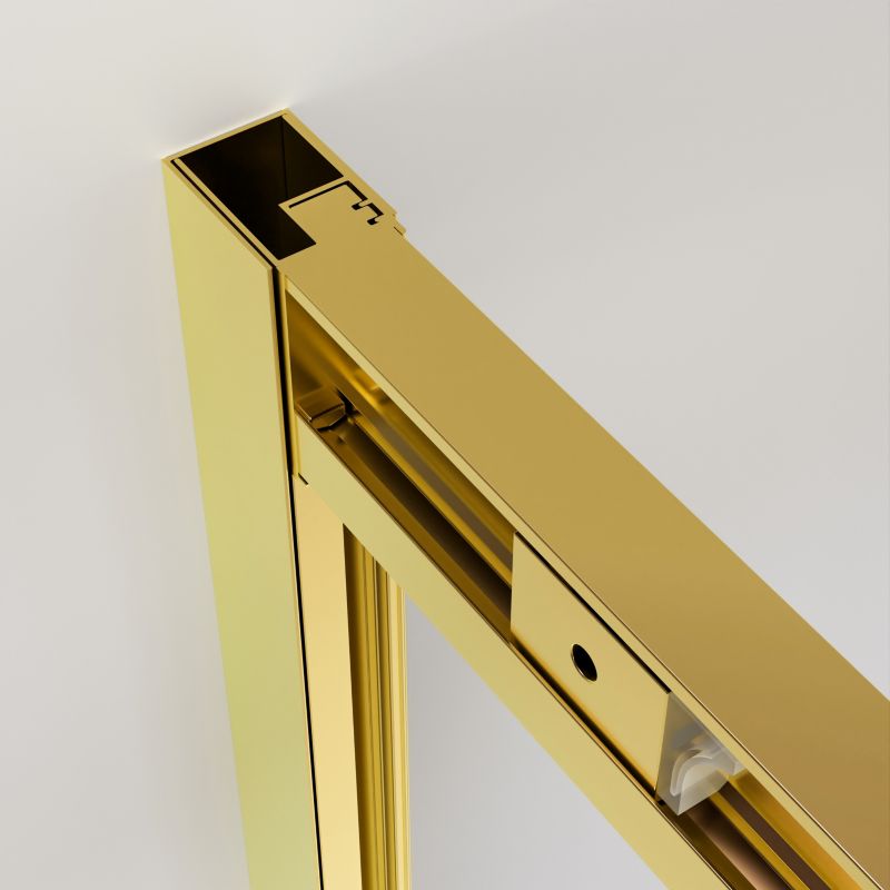 Rektangulært Brusekabine Justerbar 73-90 x 105-140 cm Guld Hærdet Glas