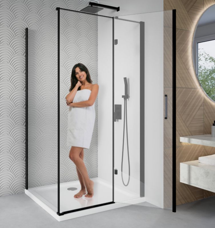 Rektangulært Brusekabine 90x70 cm Sort Hærdet Glas 6 mm