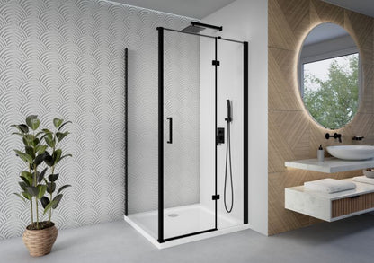 Rektangulært Brusekabine 90x70 cm Sort Hærdet Glas 6 mm