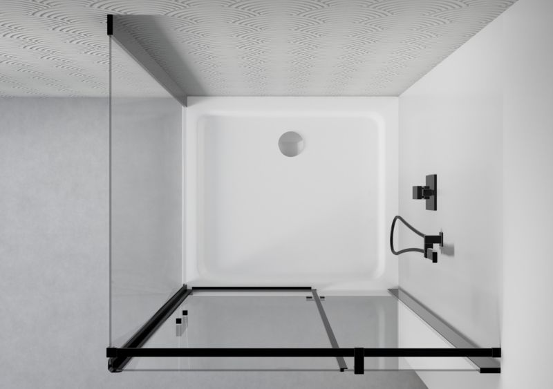 Rektangulært Brusekabine 90x70 cm Sort Hærdet Glas 6 mm