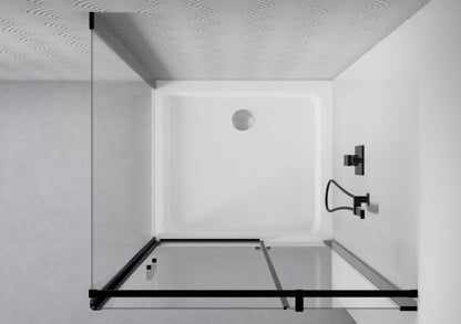 Rektangulært Brusekabine 90x70 cm Sort Hærdet Glas 6 mm