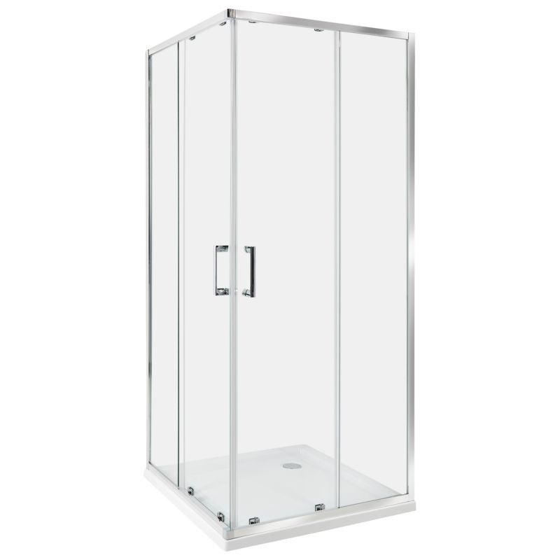 Kvadratisk Brusekabine 80 x 80 x 185 cm Gennemsigtigt Glas Sølvramme