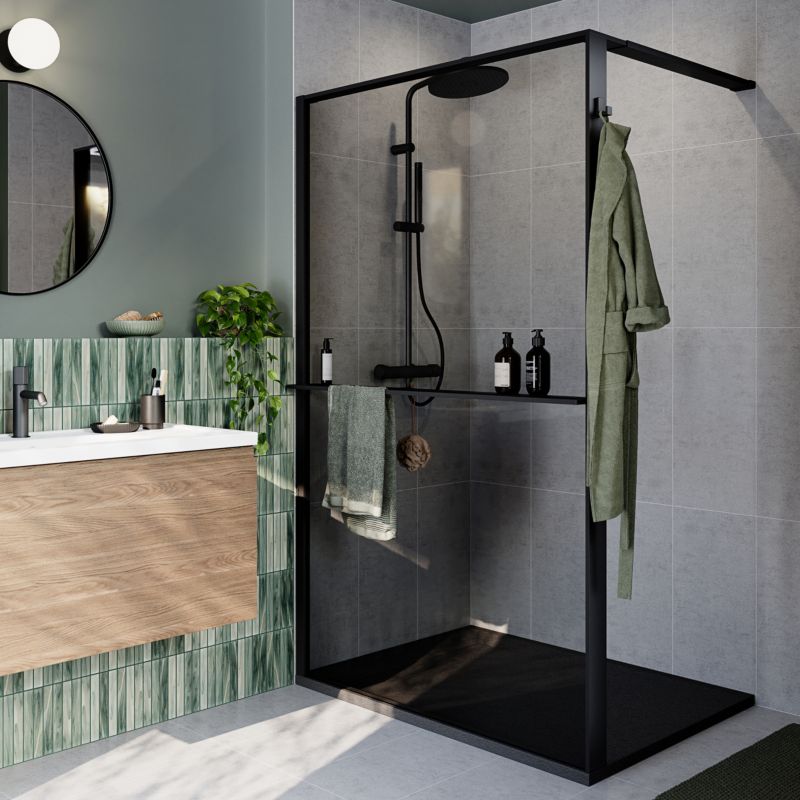 Walk-in Brusevæg Evanna 120 cm Grafit/Transparent | 5063022658555