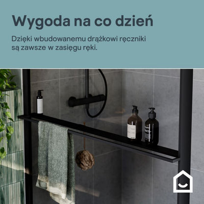 Walk-in Brusevæg Evanna 120 cm Grafit/Transparent | 5063022658555