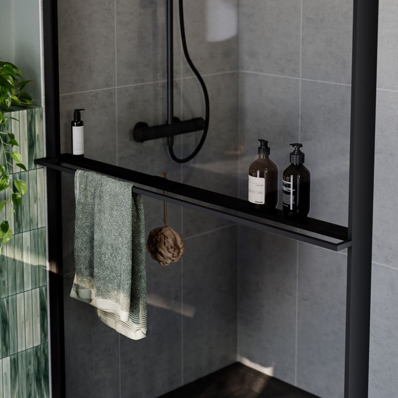 Walk-in Brusevæg Evanna 120 cm Grafit/Transparent | 5063022658555
