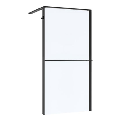 Walk-in brusevæg 100 cm sort/transparent med hylde