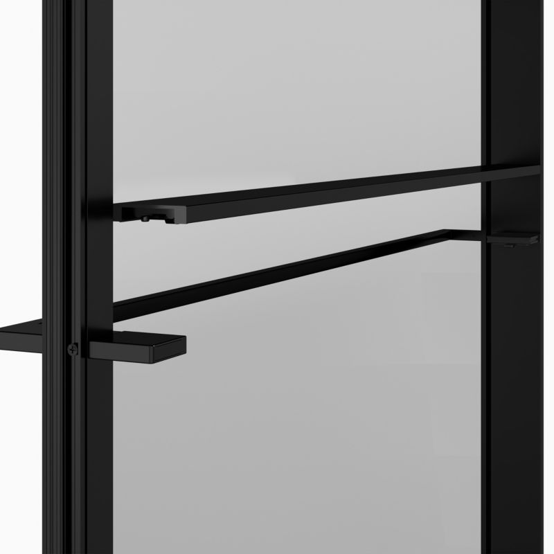 Walk-in brusevæg 100 cm sort/transparent med hylde