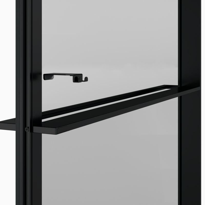 Walk-in brusevæg 100 cm sort/transparent med hylde