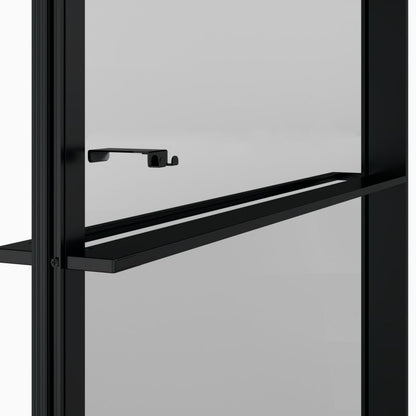 Walk-in brusevæg 100 cm sort/transparent med hylde