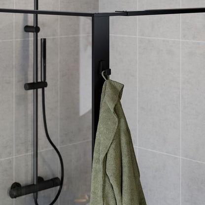 Walk-in brusevæg 100 cm sort/transparent med hylde