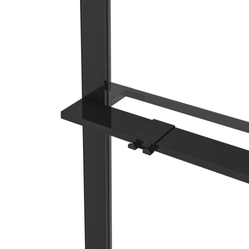 Walk-in brusevæg 100 cm sort/transparent med hylde