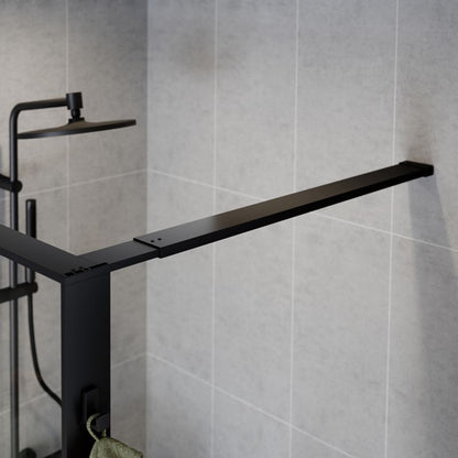 Walk-in brusevæg 100 cm sort/transparent med hylde