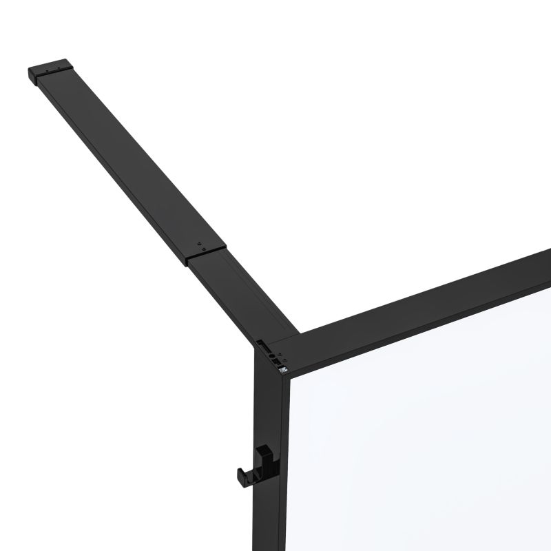 Walk-in brusevæg 100 cm sort/transparent med hylde