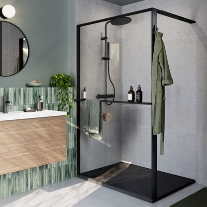 Walk-in Brusevæg 120 cm Sort/Transparent