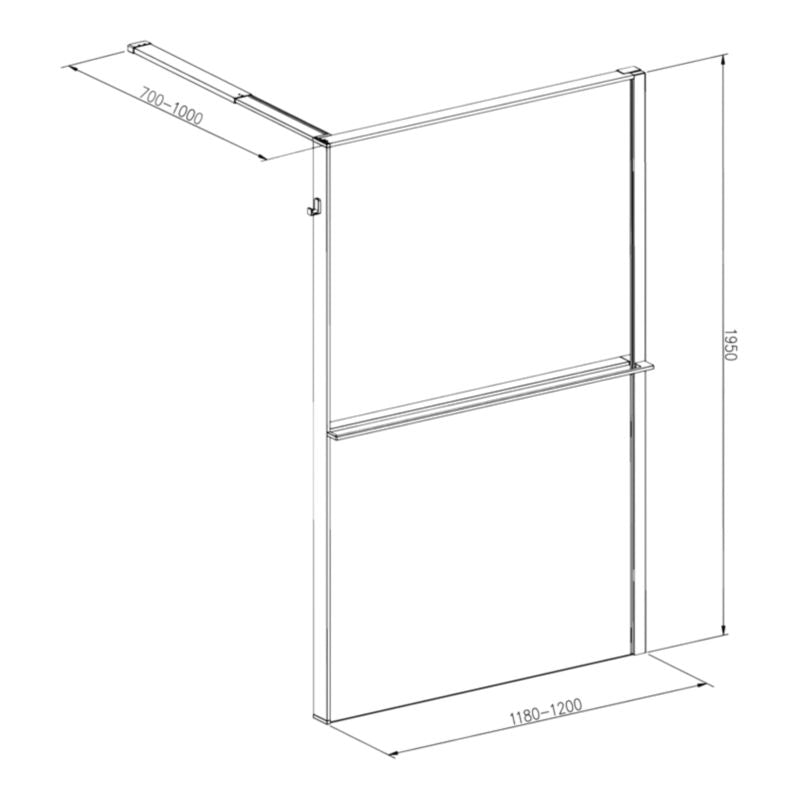 Walk-in Brusevæg 120 cm Sort/Transparent