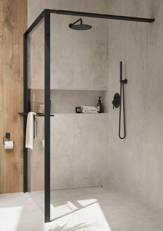 Walk-in Brusevæg 120 cm Sort/Transparent