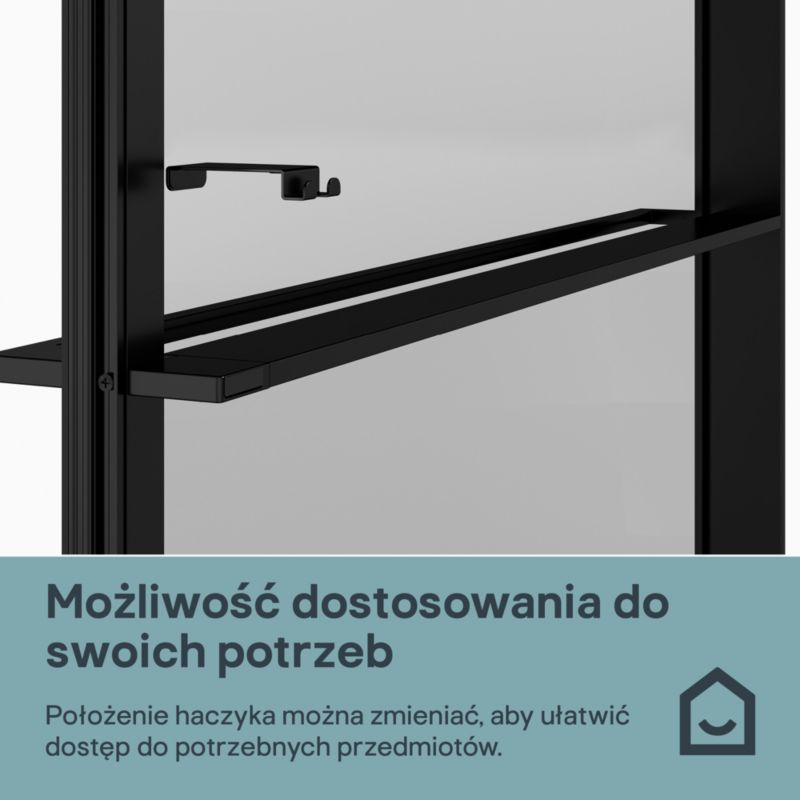 Walk-in Brusevæg 120 cm Sort/Transparent