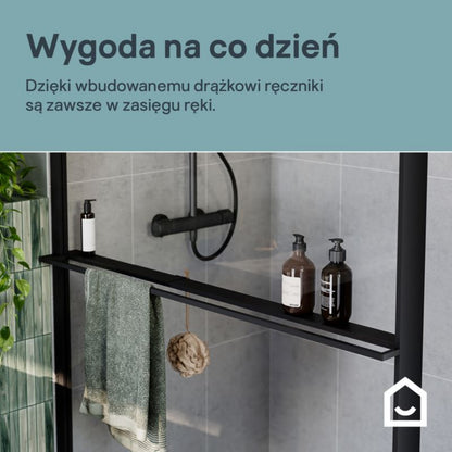 Walk-in Brusevæg 120 cm Sort/Transparent