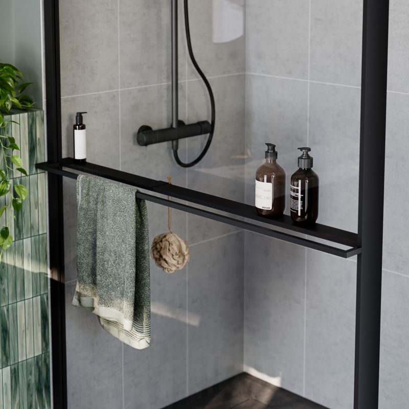 Walk-in Brusevæg 120 cm Sort/Transparent
