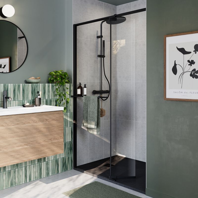 Walk-in Brusevæg Evanna 120 cm Sort