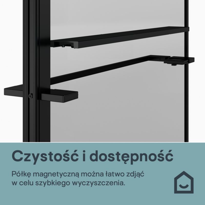 Walk-in Brusevæg Evanna 120 cm Sort