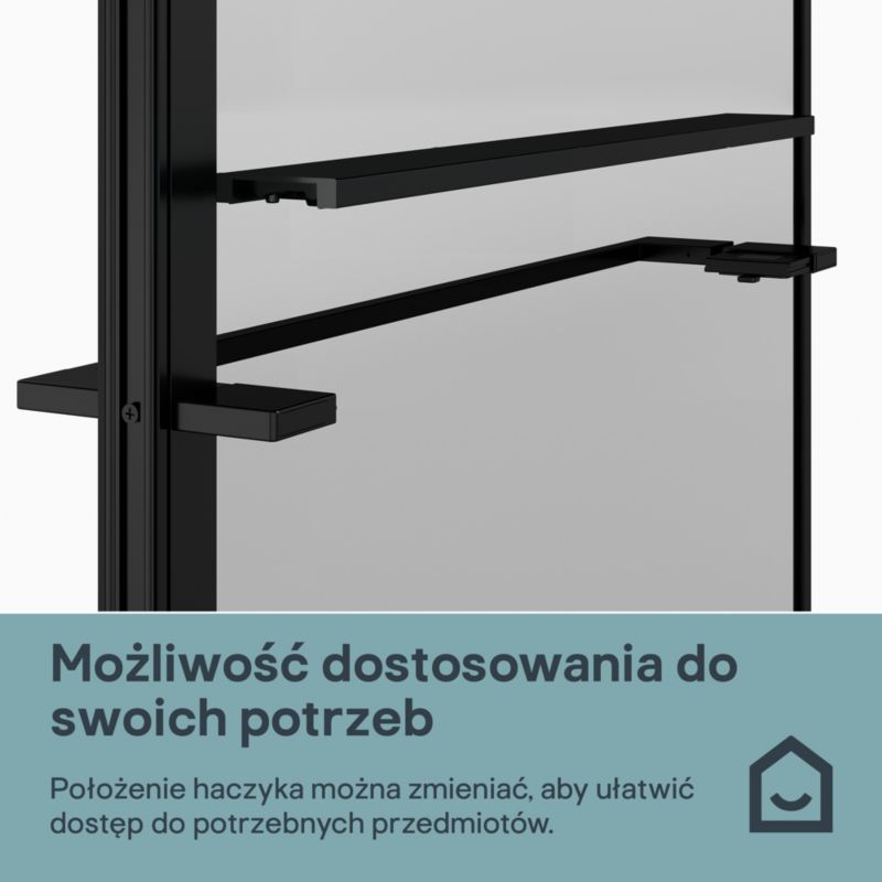 Walk-in Brusevæg Evanna 120 cm Sort