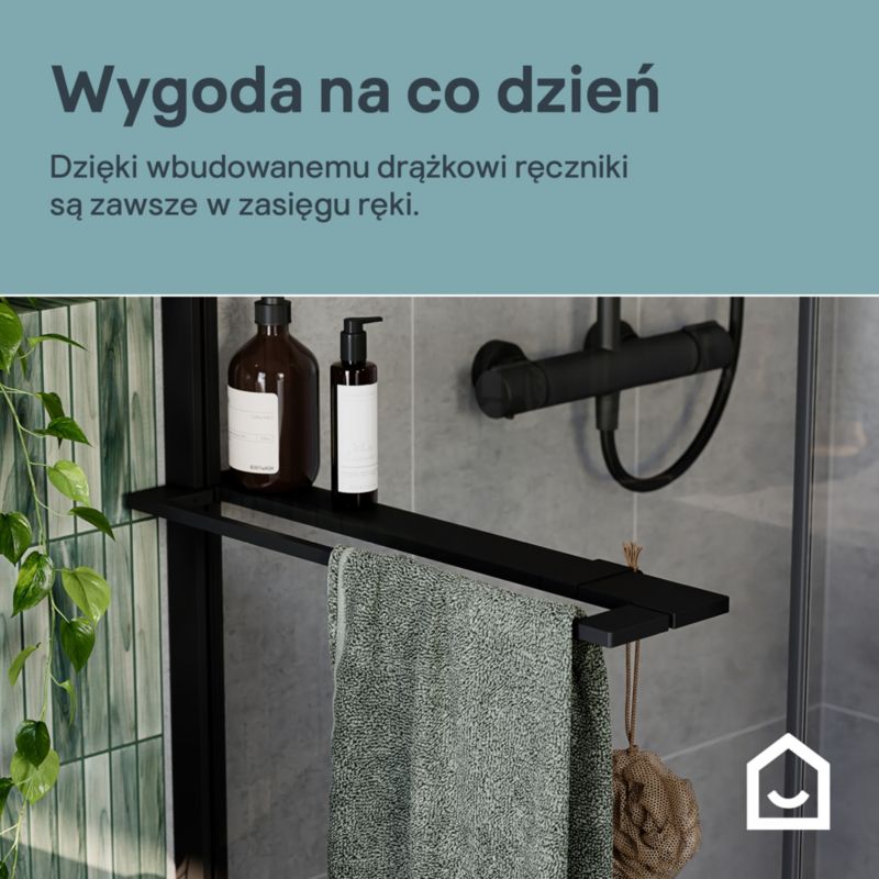 Walk-in Brusevæg Evanna 120 cm Sort