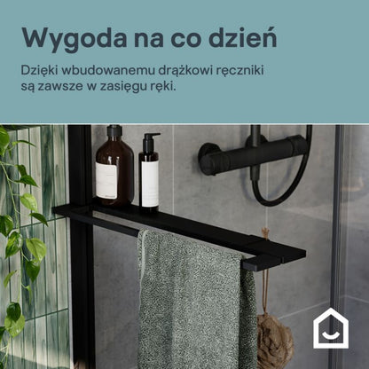 Walk-in Brusevæg Evanna 120 cm Sort