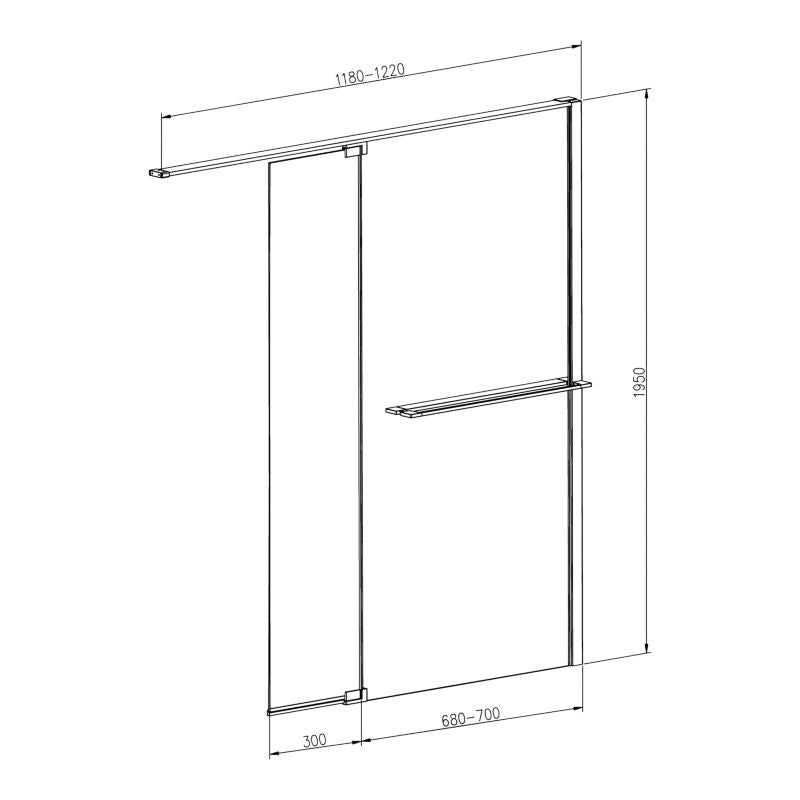 Walk-in Brusevæg Evanna 120 cm Krom/Transparent