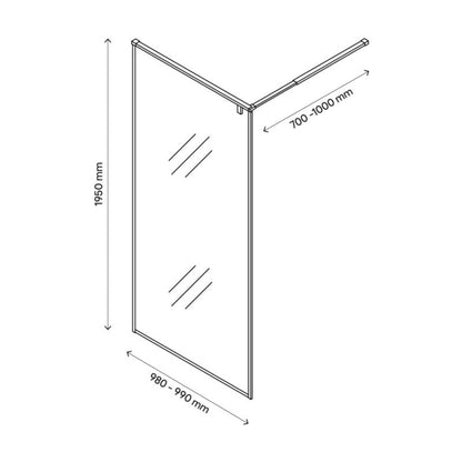 Walk-in Brusevæg Ezili 100 cm Krom/Transparent