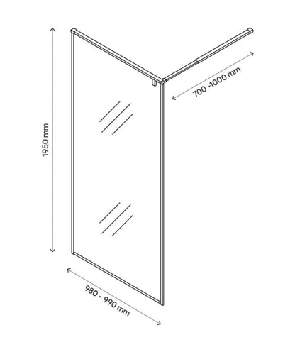 Walk-in Brusevæg Ezili 100 cm Sort Gennemsigtig | 5059340159614