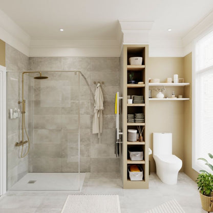 Walk-in Brusekabine 120 cm Krom/Transparent Hærdet Glas
