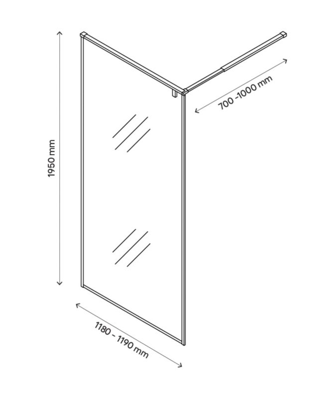Walk-in Brusekabine 120 cm Krom/Transparent Hærdet Glas