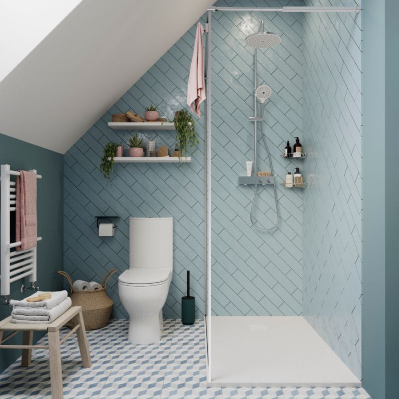 Walk-in Brusekabine 120 cm Krom/Transparent Hærdet Glas