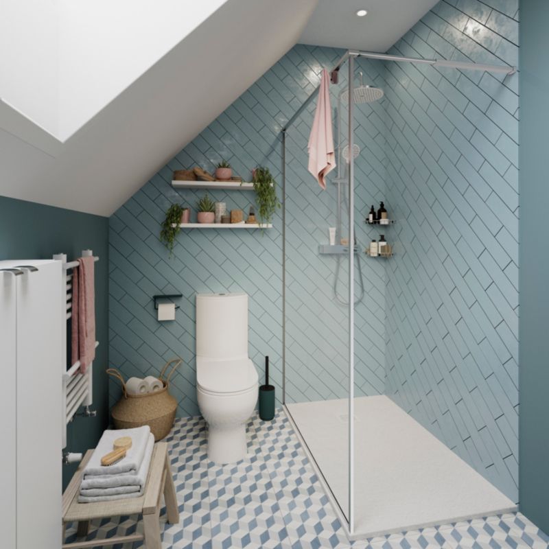 Walk-in Brusekabine 120 cm Krom/Transparent Hærdet Glas