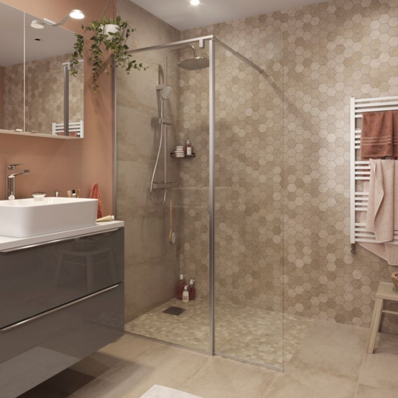 Walk-in Brusevæg Ezili 119x195 cm Krom/Transparent | 5059340077659