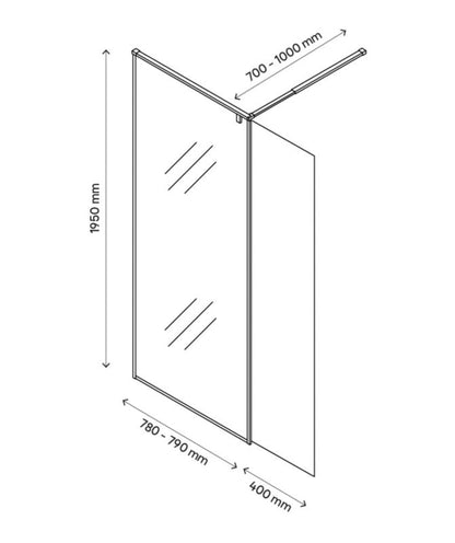Walk-in Brusevæg Ezili 119x195 cm Krom/Transparent | 5059340077659