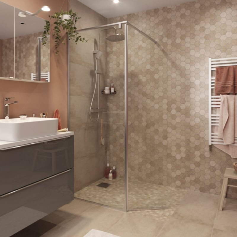 Walk-in Brusevæg Ezili 119x195 cm Krom/Transparent | 5059340077659