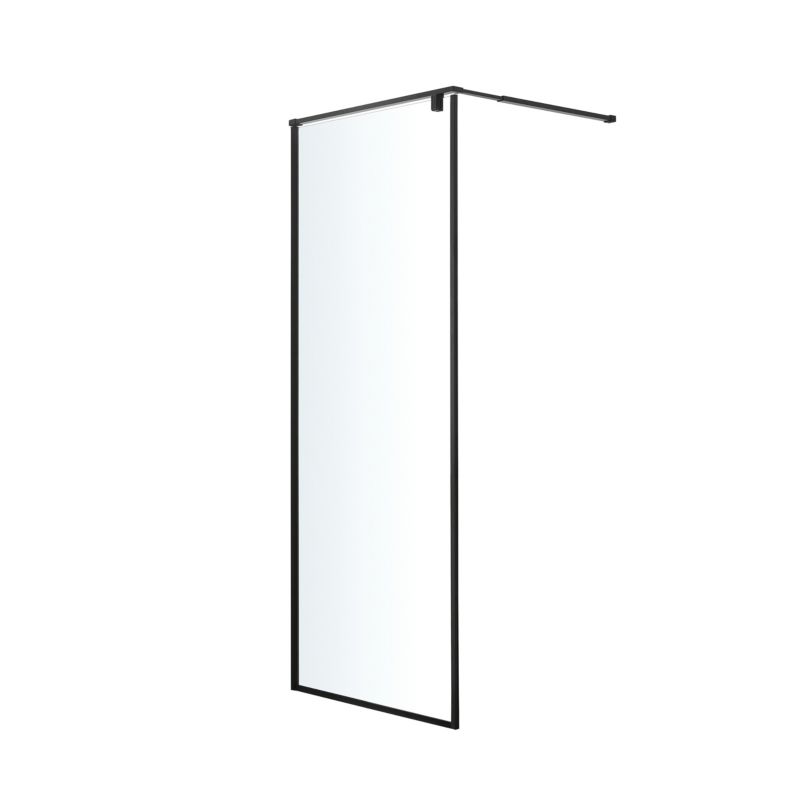 Walk-in Brusekabine 90 cm Sort Gennemsigtigt Glas