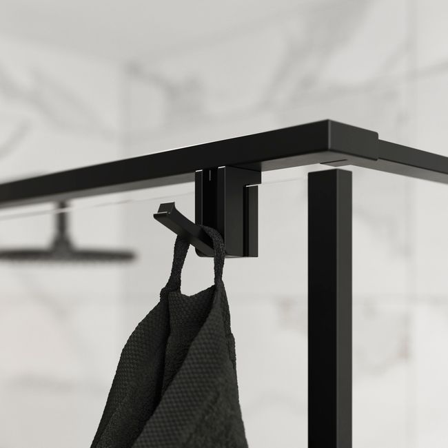 Walk-in Brusekabine 90 cm Sort Gennemsigtigt Glas