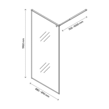 Walk-in Brusekabine 90 cm Sort Gennemsigtigt Glas
