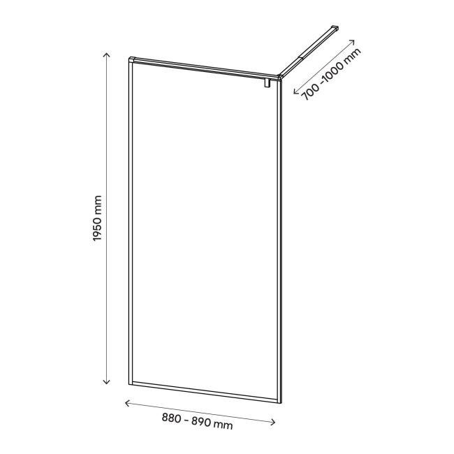 Walk-in Brusekabine 90 cm Sort Gennemsigtigt Glas