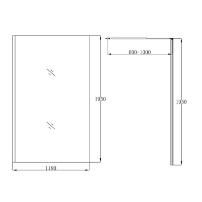 Walk-in Brusevæg 120 cm Chrom Gennemsigtig